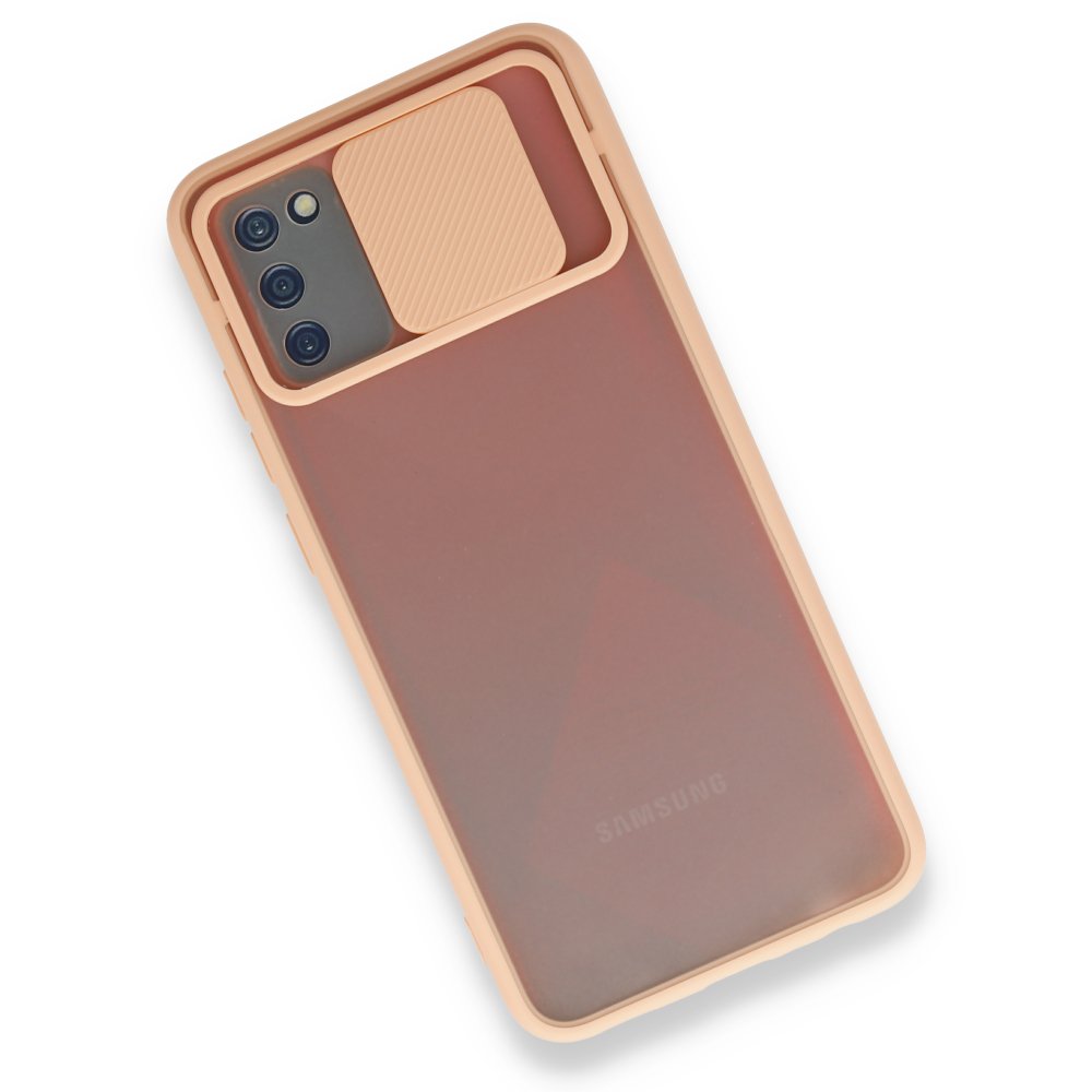 Newface Samsung Galaxy A03S Kılıf Palm Buzlu Kamera Sürgülü Silikon - Pembe