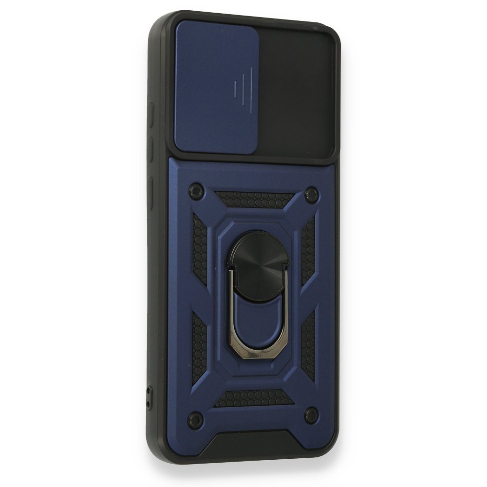 Newface Samsung Galaxy A03S Kılıf Pars Lens Yüzüklü Silikon - Lacivert