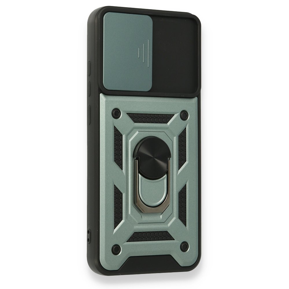 Newface Samsung Galaxy A02S Kılıf Pars Lens Yüzüklü Silikon - Yeşil