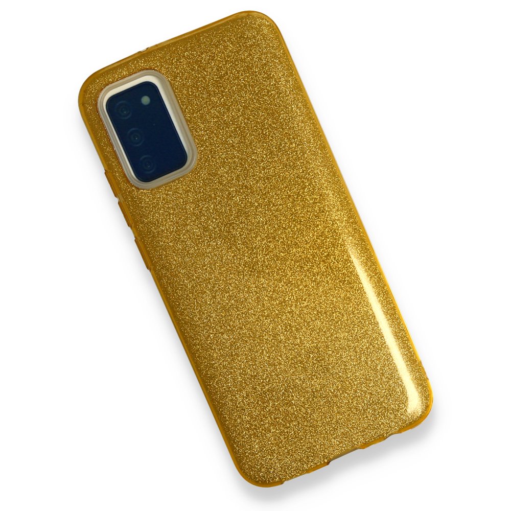 Newface Samsung Galaxy A02S Kılıf Simli Katmanlı Silikon - Gold