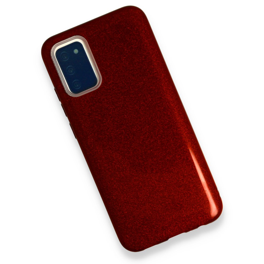 Newface Samsung Galaxy A02S Kılıf Simli Katmanlı Silikon - Kırmızı