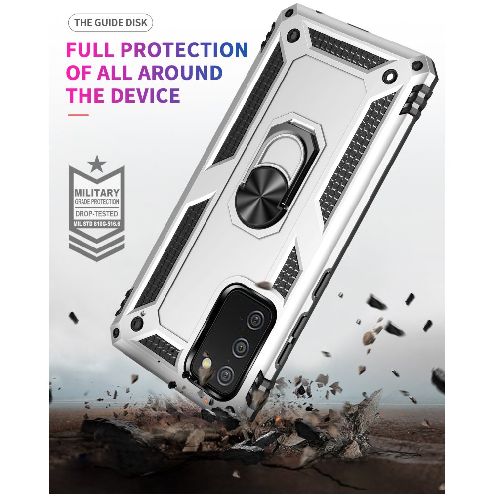 Newface Samsung Galaxy A02S Kılıf Sofya Yüzüklü Silikon Kapak - Gümüş