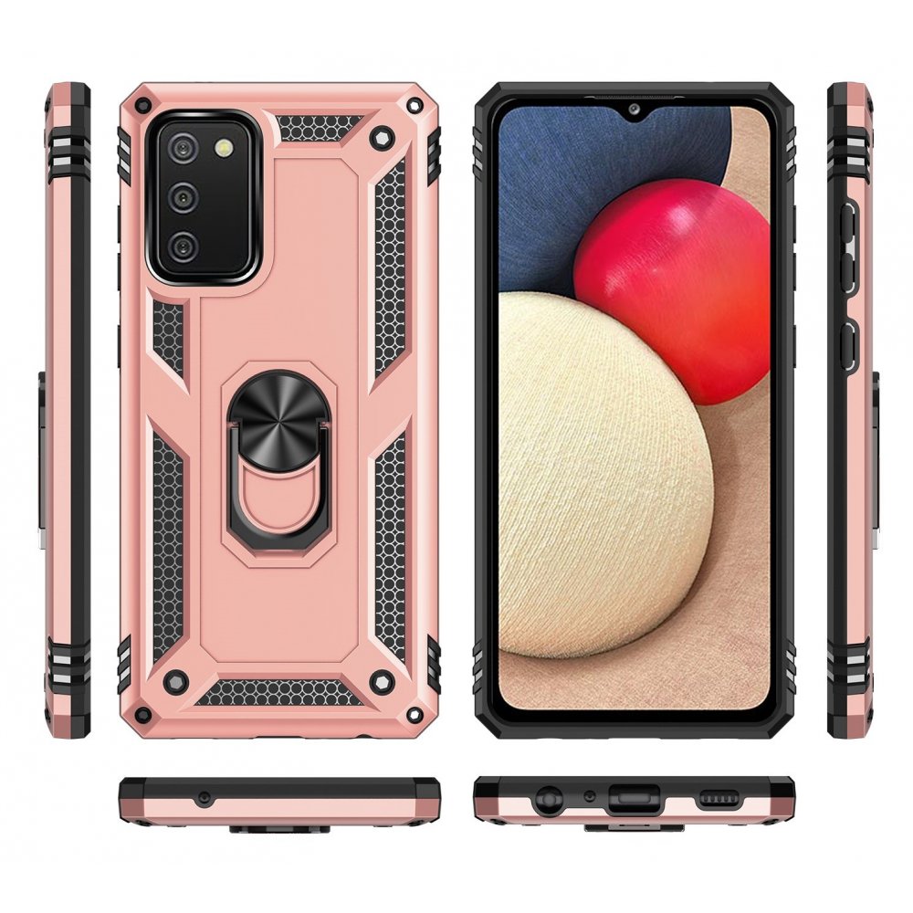 Newface Samsung Galaxy A03S Kılıf Sofya Yüzüklü Silikon Kapak - Rose