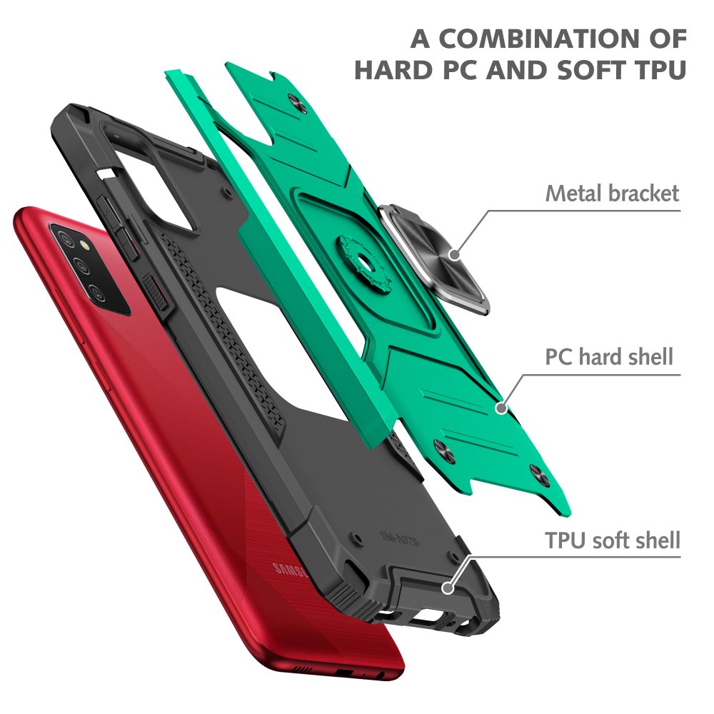 Newface Samsung Galaxy A02S Kılıf Zegna Yüzüklü Silikon Kapak - Koyu Yeşil