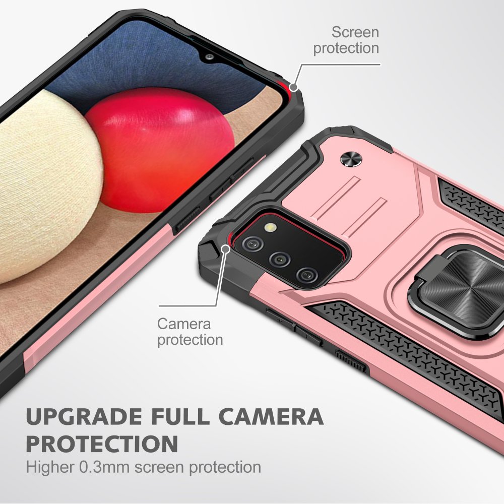 Newface Samsung Galaxy A02S Kılıf Zegna Yüzüklü Silikon Kapak - Rose