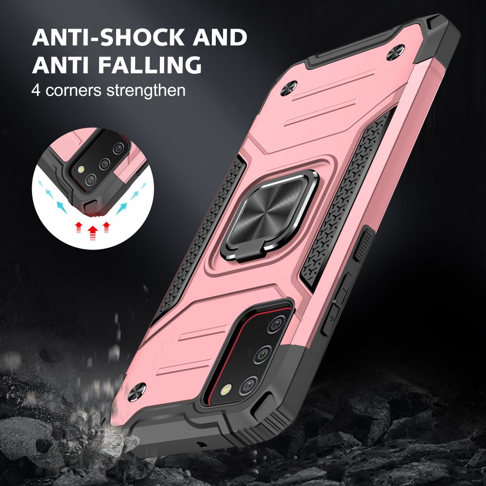 Newface Samsung Galaxy A02S Kılıf Zegna Yüzüklü Silikon Kapak - Rose