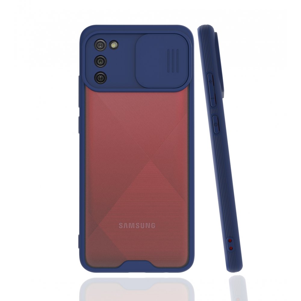 Newface Samsung Galaxy A02S Kılıf Platin Kamera Koruma Silikon - Lacivert