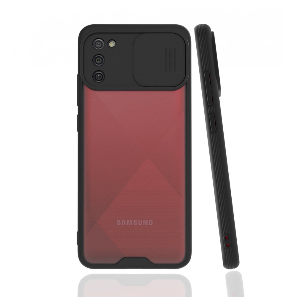 Newface Samsung Galaxy A02S Kılıf Platin Kamera Koruma Silikon - Siyah
