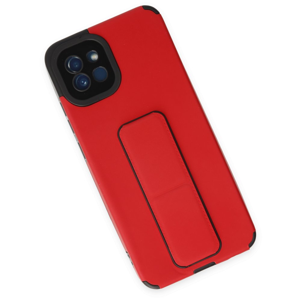 Newface Samsung Galaxy A03 Kılıf Mega Standlı Silikon - Kırmızı