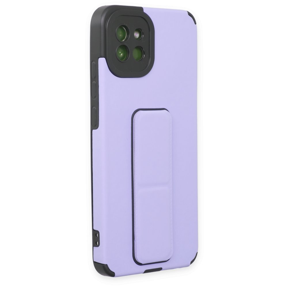Newface Samsung Galaxy A03 Kılıf Mega Standlı Silikon - Lila