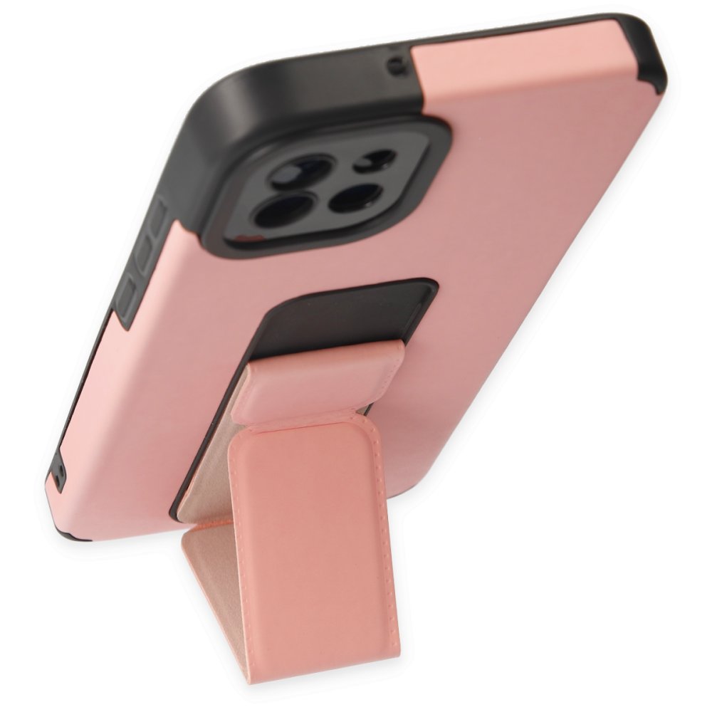 Newface Samsung Galaxy A03 Kılıf Mega Standlı Silikon - Pudra