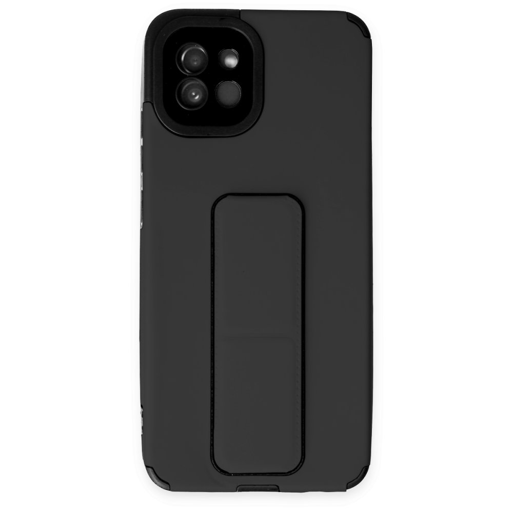 Newface Samsung Galaxy A03 Kılıf Mega Standlı Silikon - Siyah
