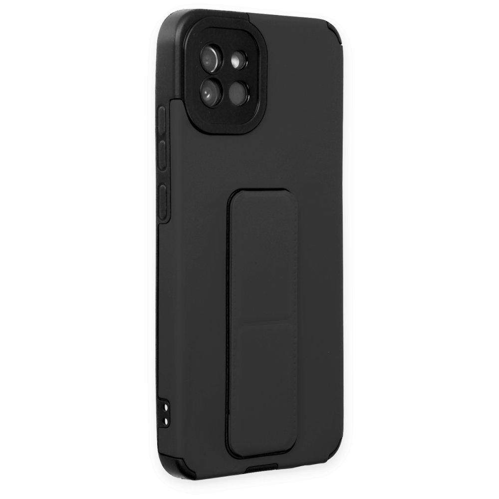 Newface Samsung Galaxy A03 Kılıf Mega Standlı Silikon - Siyah