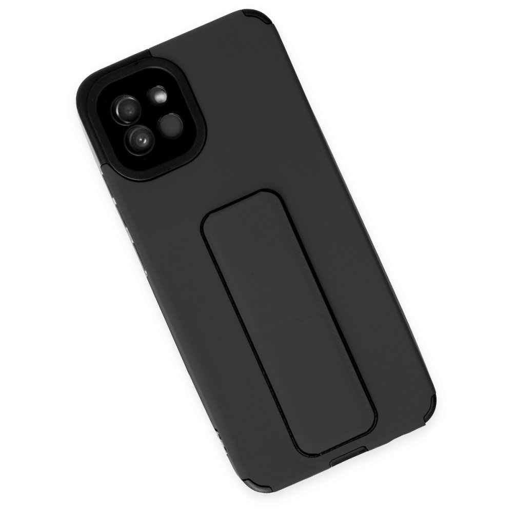 Newface Samsung Galaxy A03 Kılıf Mega Standlı Silikon - Siyah