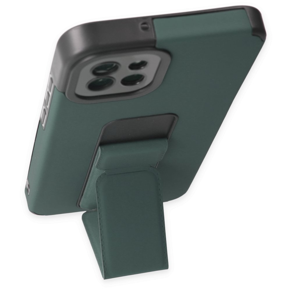 Newface Samsung Galaxy A03 Kılıf Mega Standlı Silikon - Yeşil