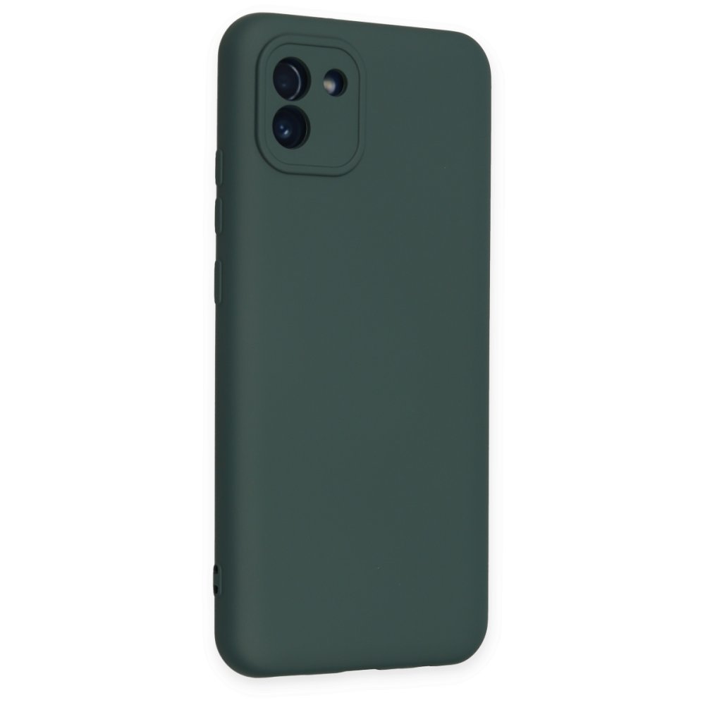 Newface Samsung Galaxy A03 Kılıf Nano içi Kadife Silikon - Koyu Yeşil