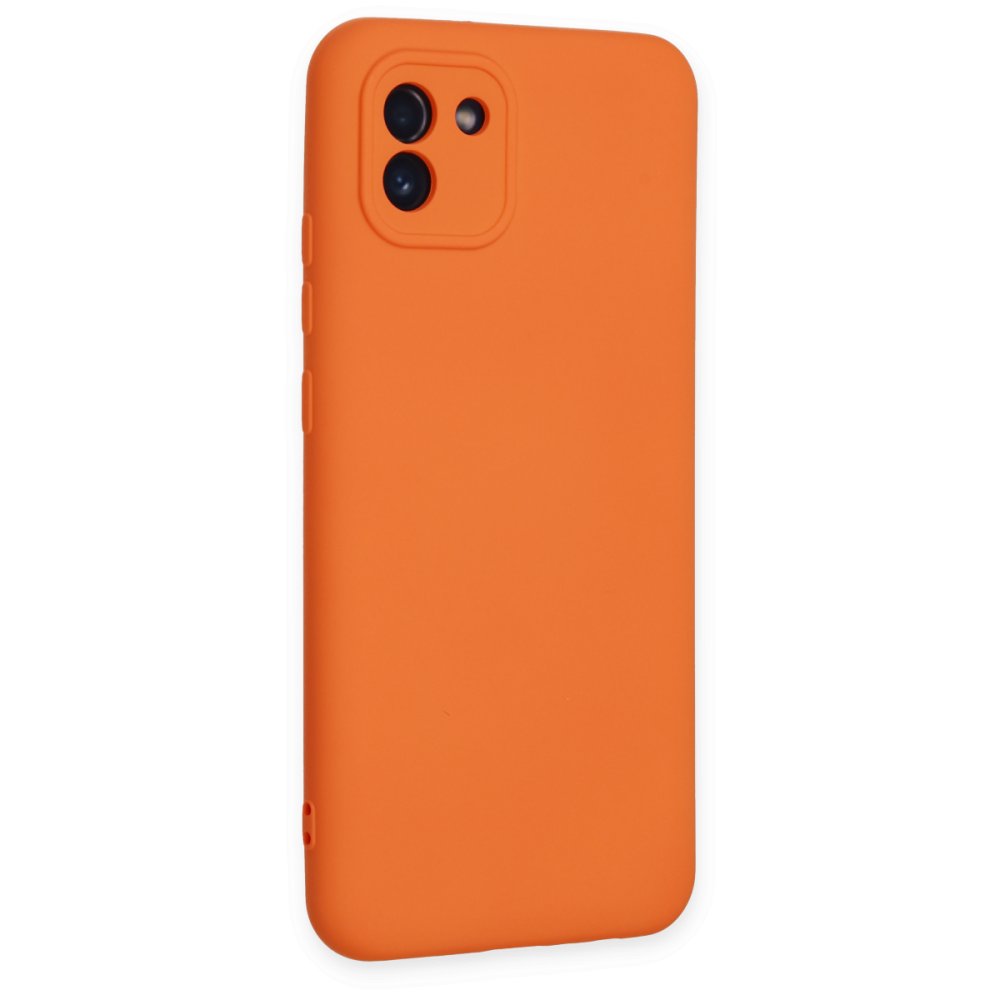 Newface Samsung Galaxy A03 Kılıf Nano içi Kadife Silikon - Turuncu