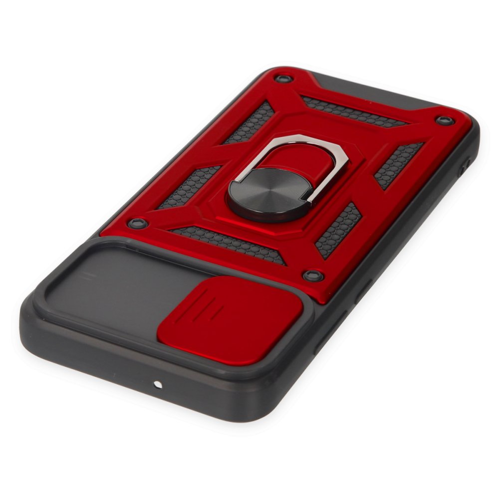 Newface Samsung Galaxy A03 Kılıf Pars Lens Yüzüklü Silikon - Kırmızı