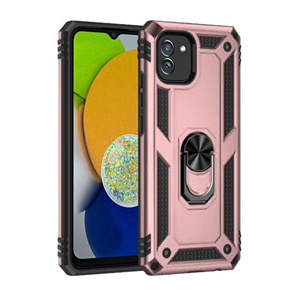 Newface Samsung Galaxy A03 Kılıf Sofya Yüzüklü Silikon Kapak - Rose