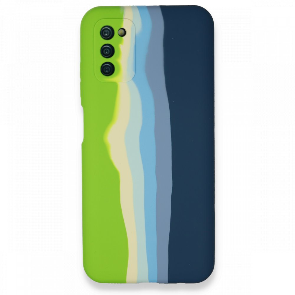 Newface Samsung Galaxy A03S Kılıf Ebruli Lansman Silikon - Yeşil-Koyu Yeşil