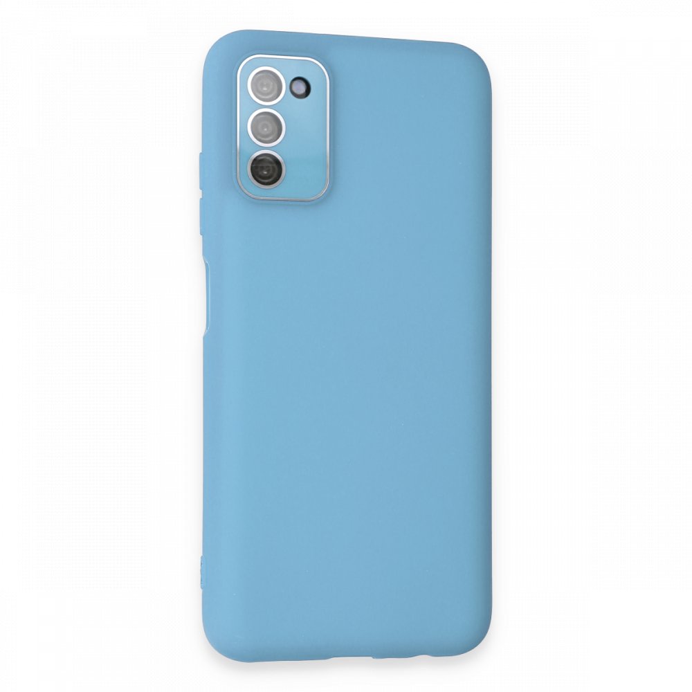 Newface Samsung Galaxy A03S Kılıf Lansman Glass Kapak - Mavi