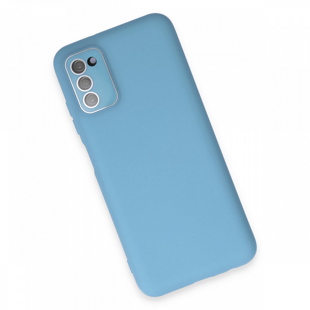 Newface Samsung Galaxy A03S Kılıf Lansman Glass Kapak - Mavi