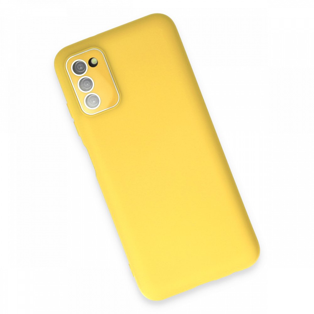 Newface Samsung Galaxy A03S Kılıf Lansman Glass Kapak - Sarı