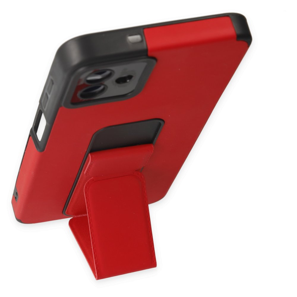 Newface Samsung Galaxy A04 Kılıf Mega Standlı Silikon - Kırmızı