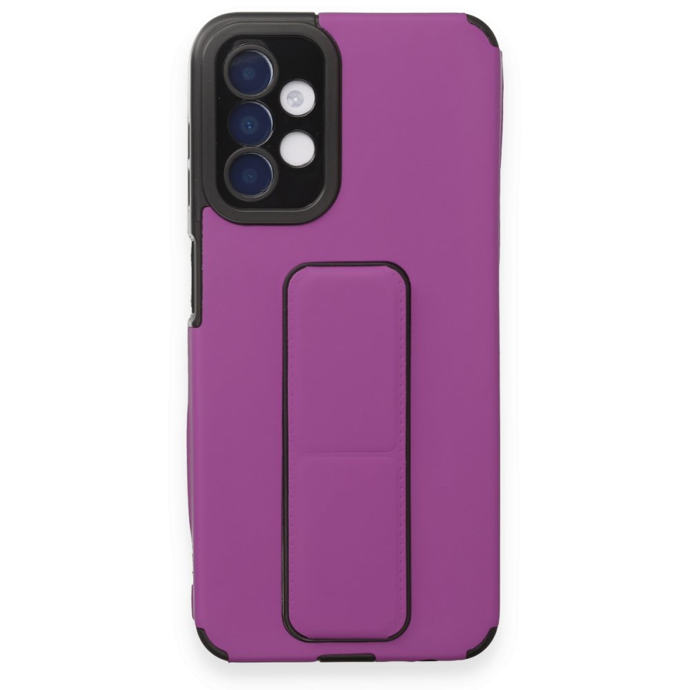 Newface Samsung Galaxy A04S Kılıf Mega Standlı Silikon - Mor