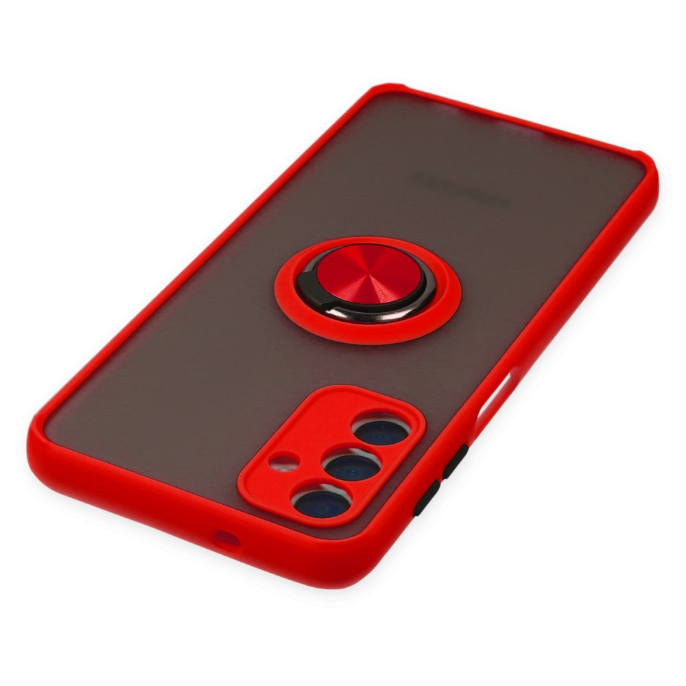 Newface Samsung Galaxy A04S Kılıf Montreal Yüzüklü Silikon Kapak - Kırmızı