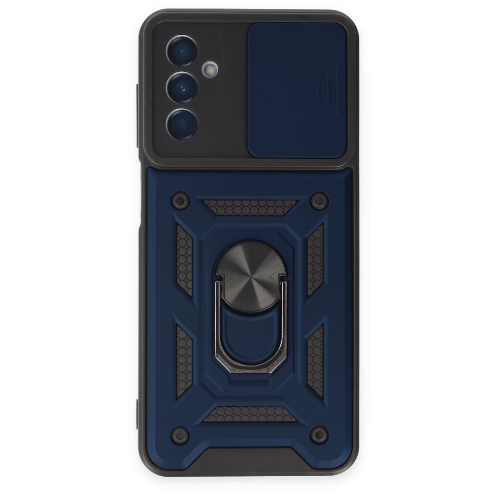 Newface Samsung Galaxy A04S Kılıf Pars Lens Yüzüklü Silikon - Lacivert