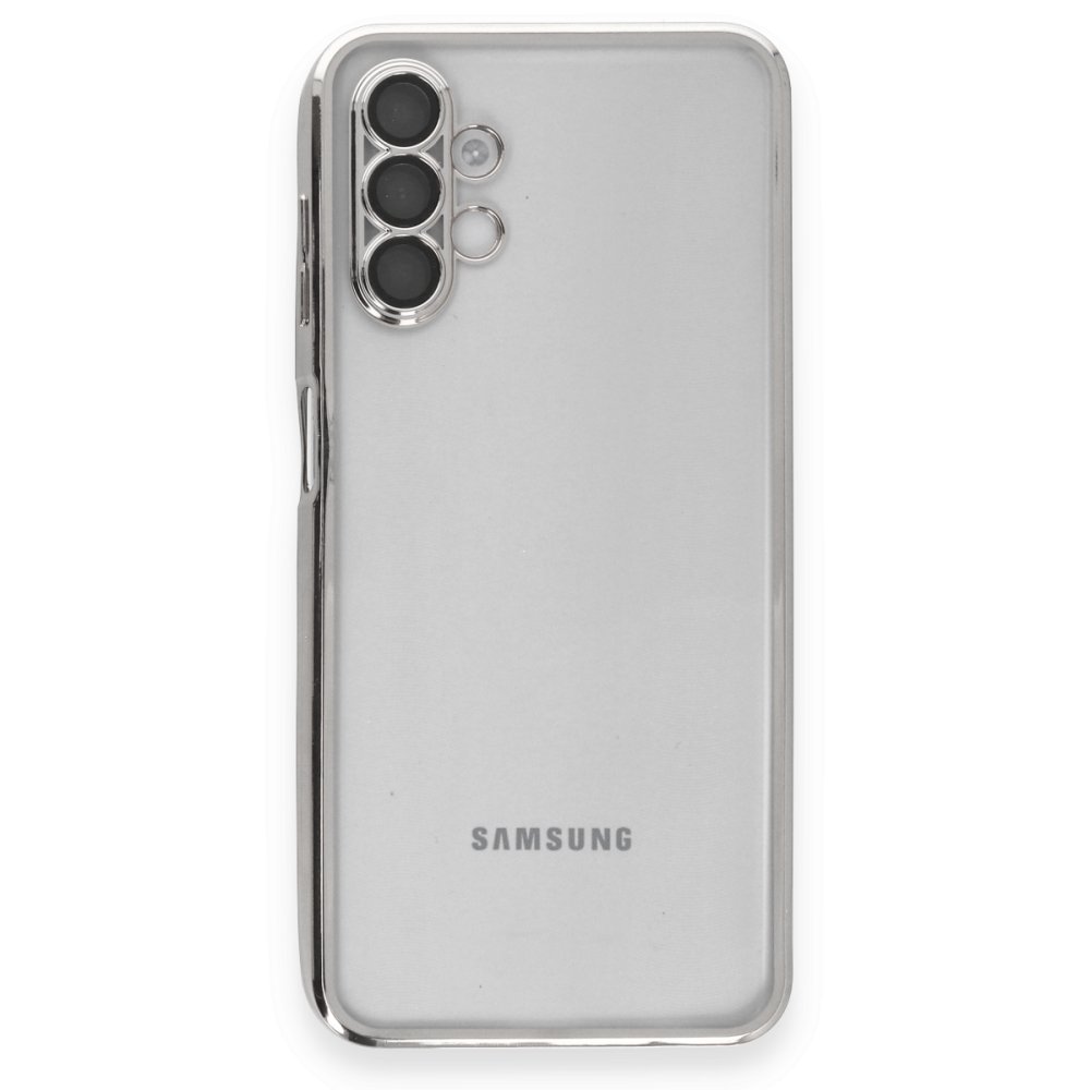 Newface Samsung Galaxy A04S Kılıf Razer Lensli Silikon - Gümüş