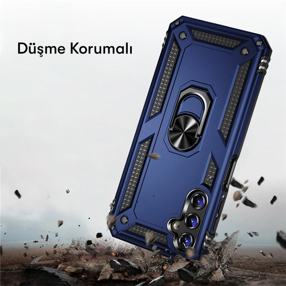 Newface Samsung Galaxy A04S Kılıf Sofya Yüzüklü Silikon Kapak - Gümüş