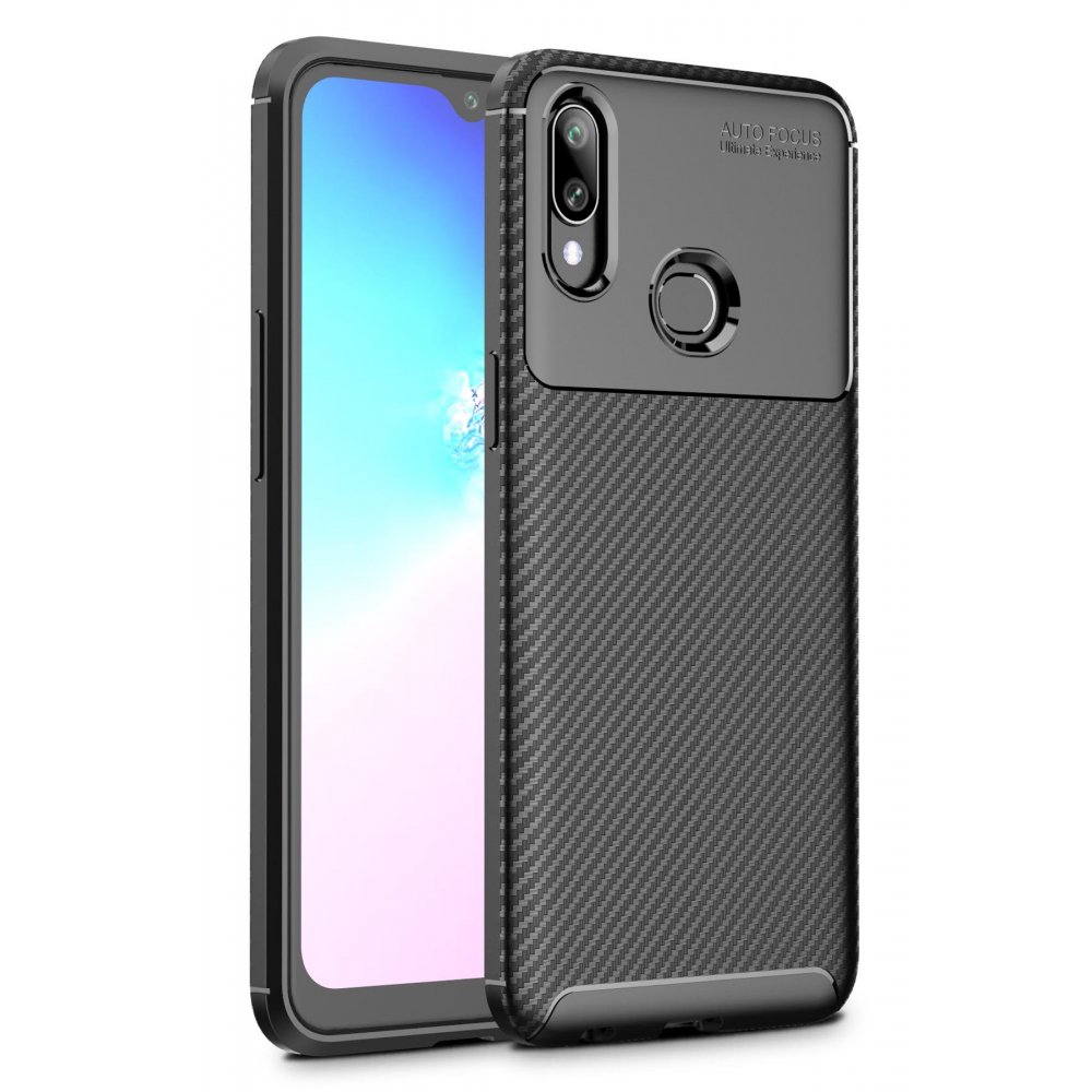 Newface Samsung Galaxy A10S Kılıf Auto Focus Karbon Kapak - Siyah