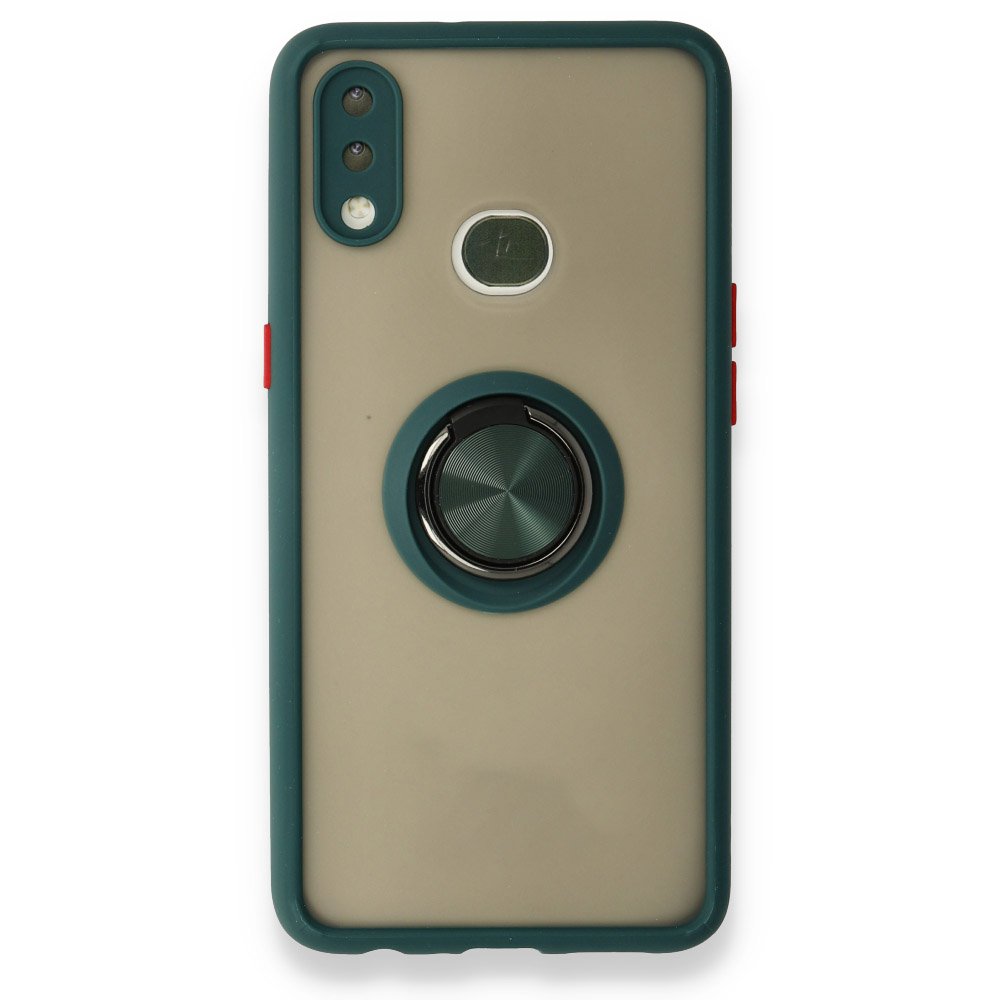 Newface Samsung Galaxy A10S Kılıf Montreal Yüzüklü Silikon Kapak - Yeşil