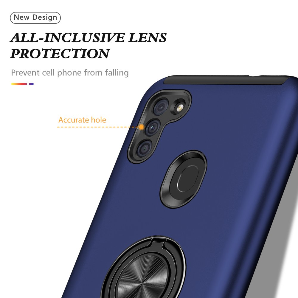 Newface Samsung Galaxy A11 Kılıf Elit Yüzüklü Kapak - Lacivert