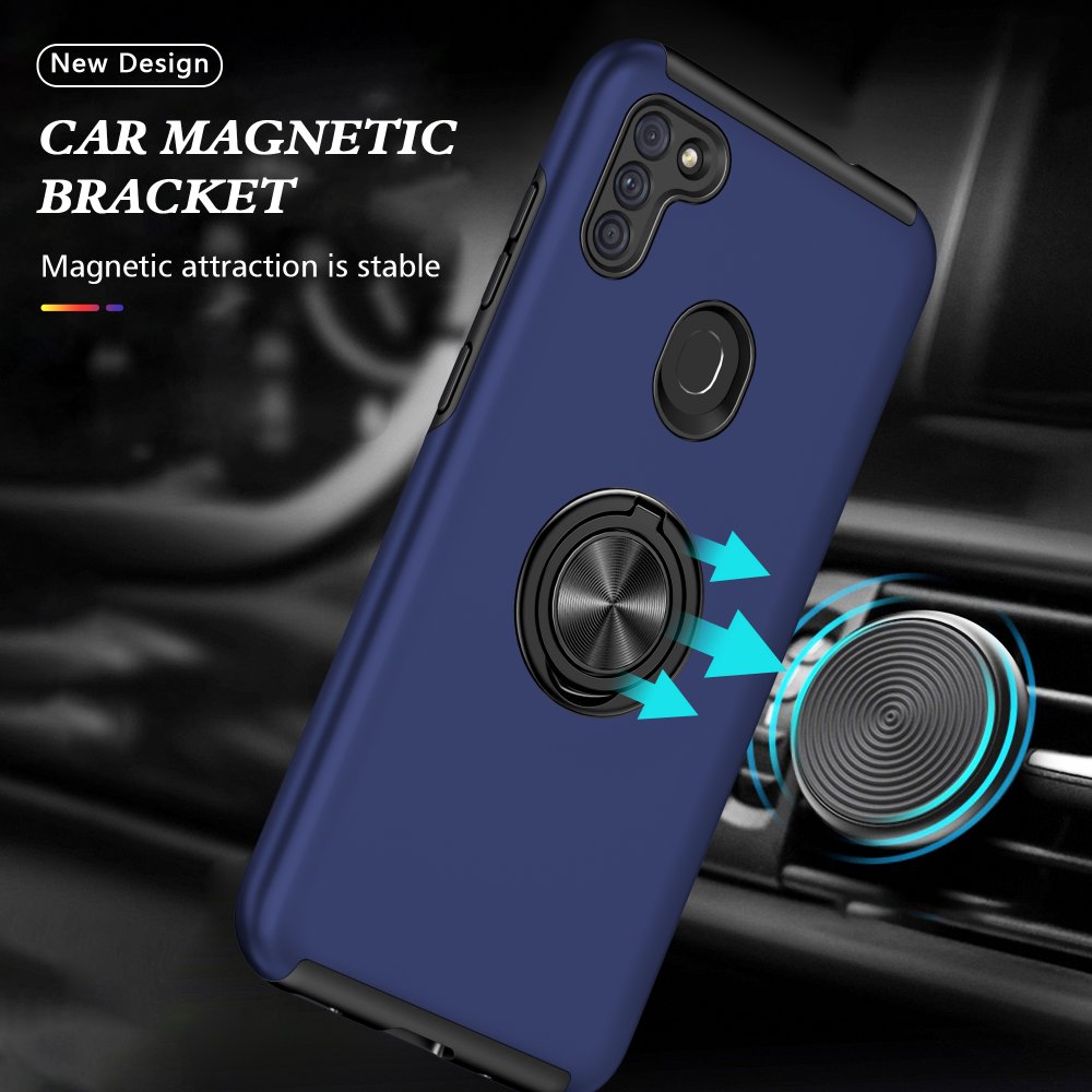 Newface Samsung Galaxy A11 Kılıf Elit Yüzüklü Kapak - Lacivert