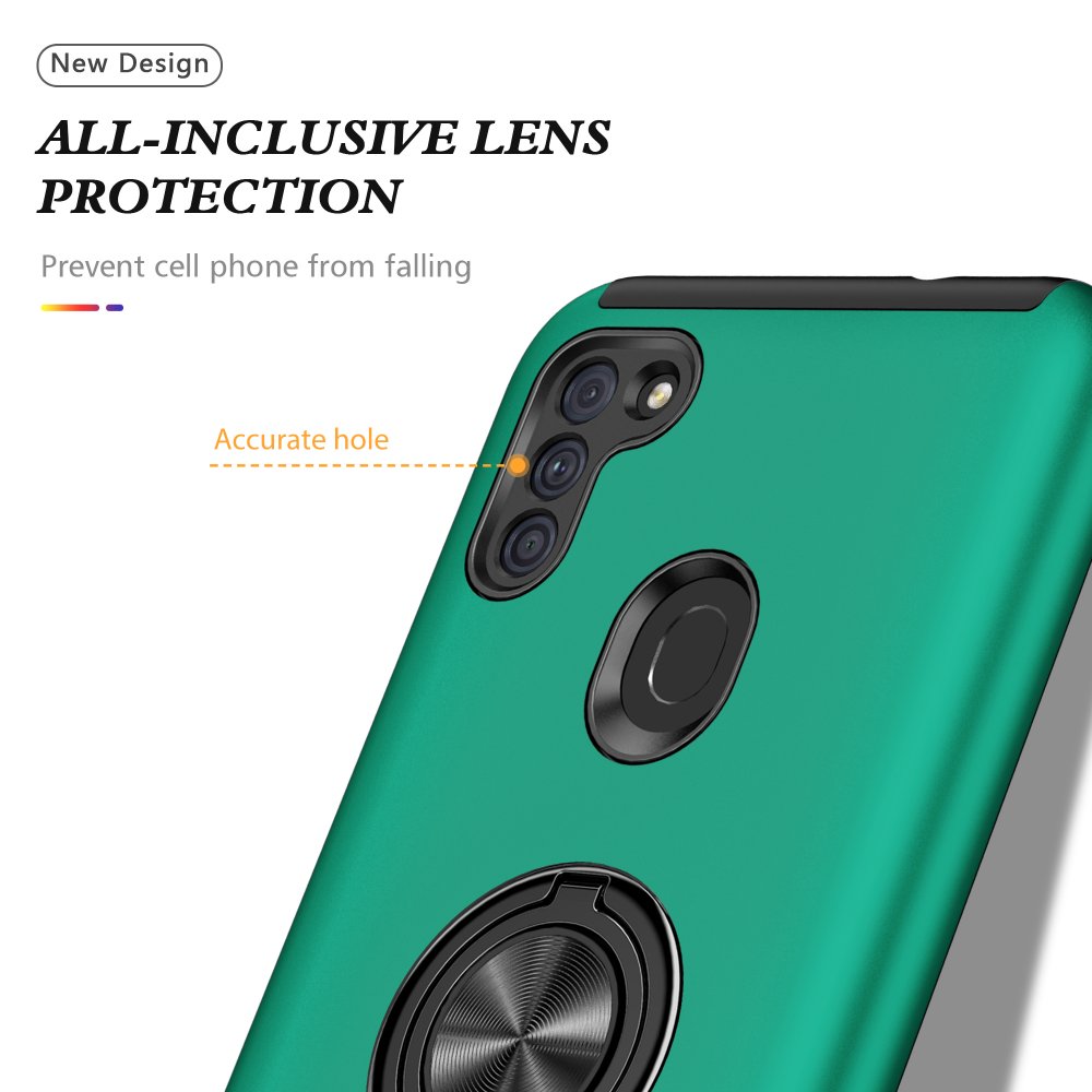 Newface Samsung Galaxy A11 Kılıf Elit Yüzüklü Kapak - Yeşil