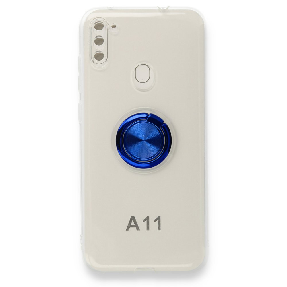Newface Samsung Galaxy A11 Kılıf Gros Yüzüklü Silikon - Mavi