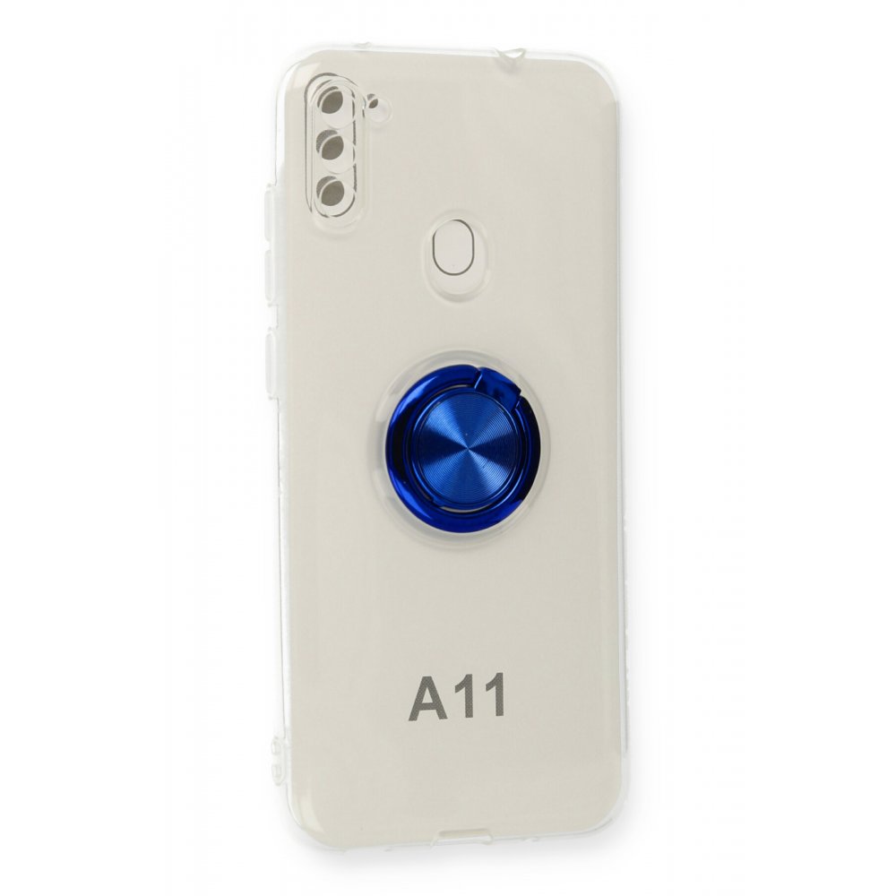 Newface Samsung Galaxy A11 Kılıf Gros Yüzüklü Silikon - Mavi