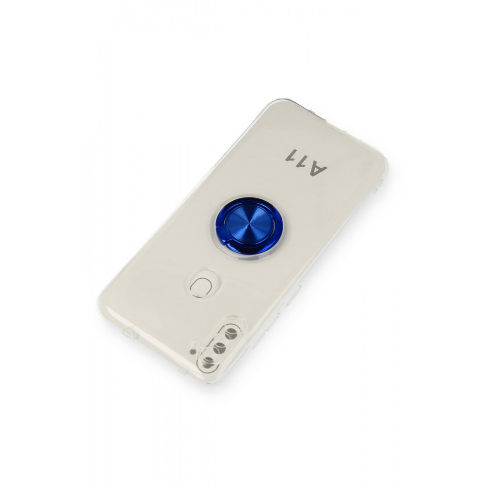 Newface Samsung Galaxy A11 Kılıf Gros Yüzüklü Silikon - Mavi