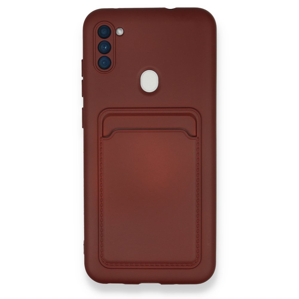 Newface Samsung Galaxy A11 Kılıf Kelvin Kartvizitli Silikon - Bordo