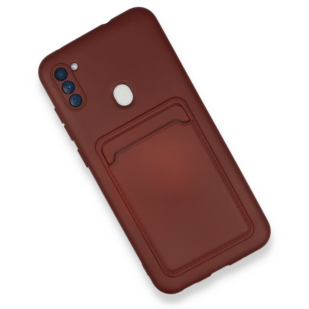 Newface Samsung Galaxy A11 Kılıf Kelvin Kartvizitli Silikon - Bordo