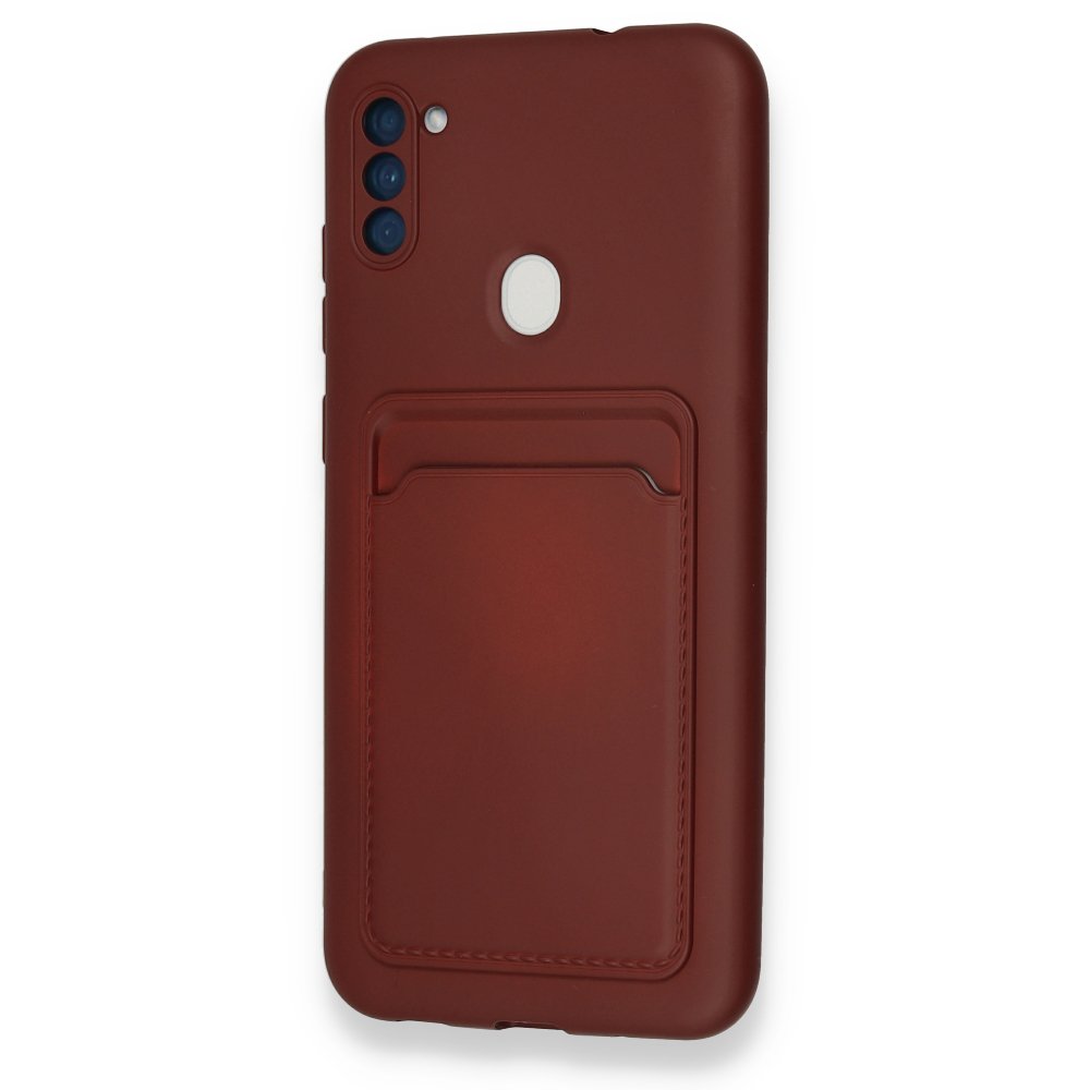 Newface Samsung Galaxy A11 Kılıf Kelvin Kartvizitli Silikon - Bordo