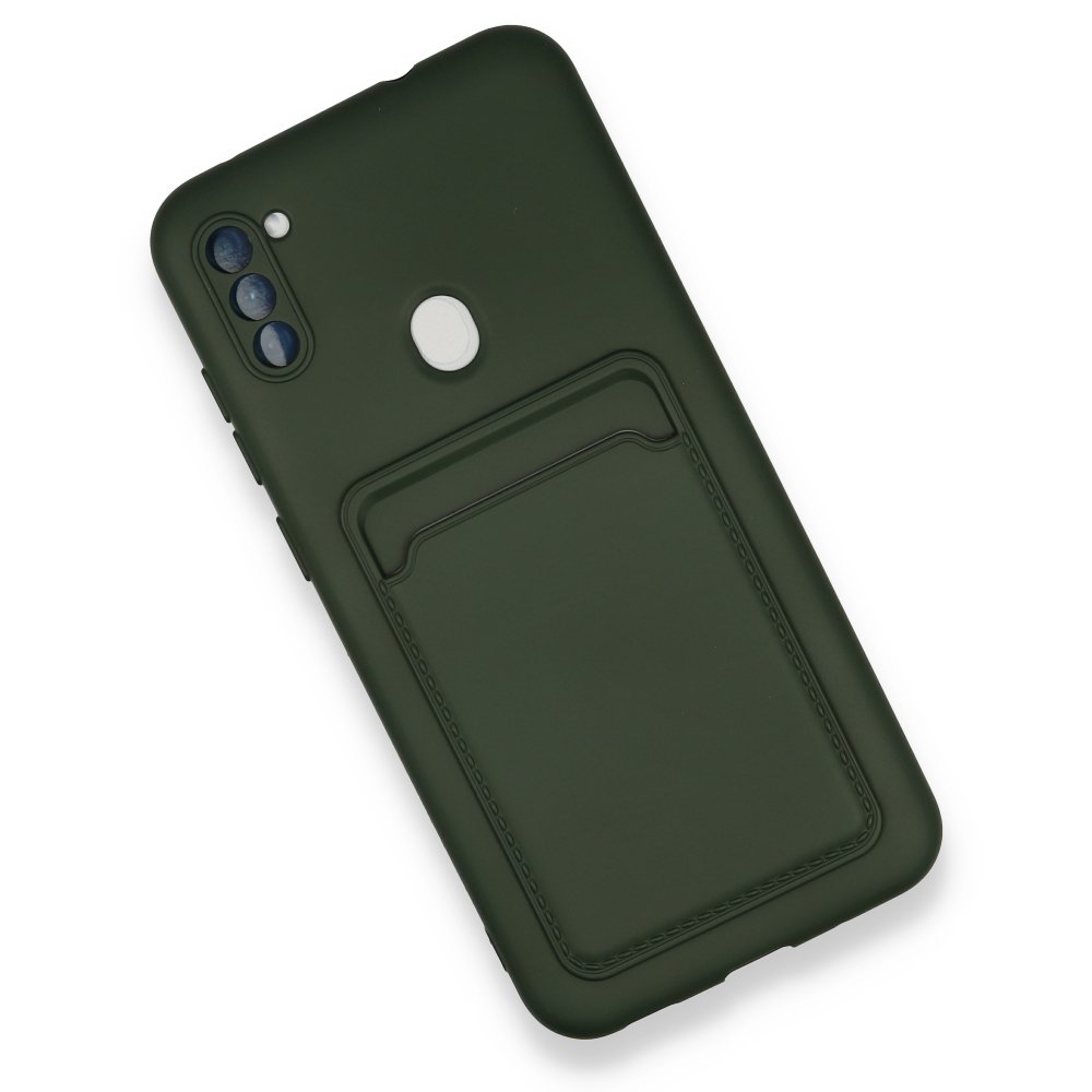 Newface Samsung Galaxy A11 Kılıf Kelvin Kartvizitli Silikon - Koyu Yeşil