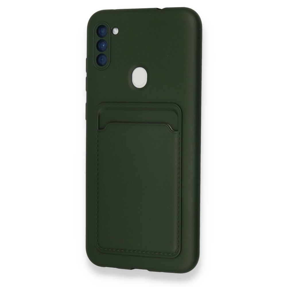 Newface Samsung Galaxy A11 Kılıf Kelvin Kartvizitli Silikon - Koyu Yeşil