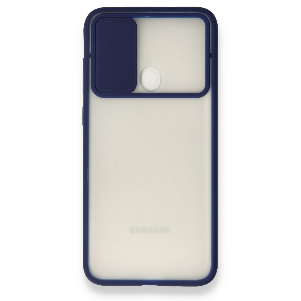 Newface Samsung Galaxy M11 Kılıf Palm Buzlu Kamera Sürgülü Silikon - Lacivert