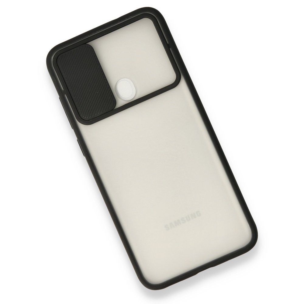 Newface Samsung Galaxy A11 Kılıf Palm Buzlu Kamera Sürgülü Silikon - Siyah