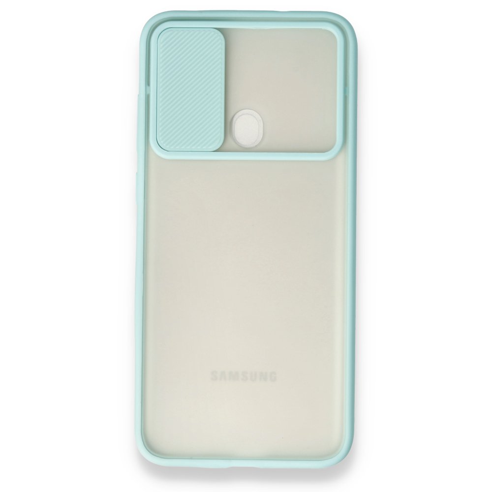 Newface Samsung Galaxy M11 Kılıf Palm Buzlu Kamera Sürgülü Silikon - Turkuaz