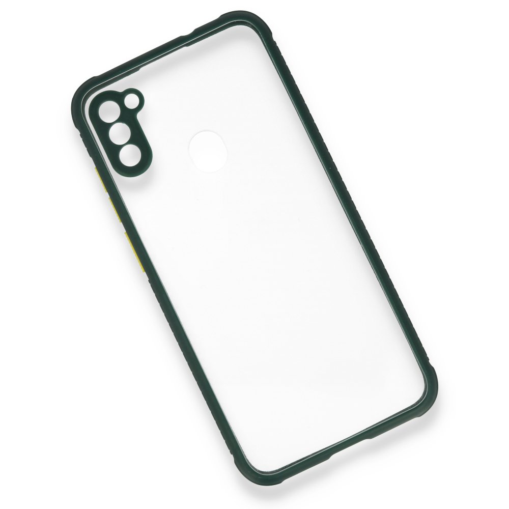 Newface Samsung Galaxy M11 Kılıf Miami Şeffaf Silikon - Koyu Yeşil